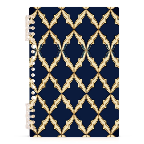 Moroccan Stripe Pattern A5 8.3x5.7in PP Notebook, Adjustable Rings, 60 Sheets, Diary or Journey Note
