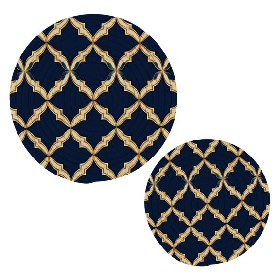 Moroccan Stripe Pattern Trivets Potholders Cotton Braided Potholders Heat-Resistant Pads 7.09'' and 9.45''