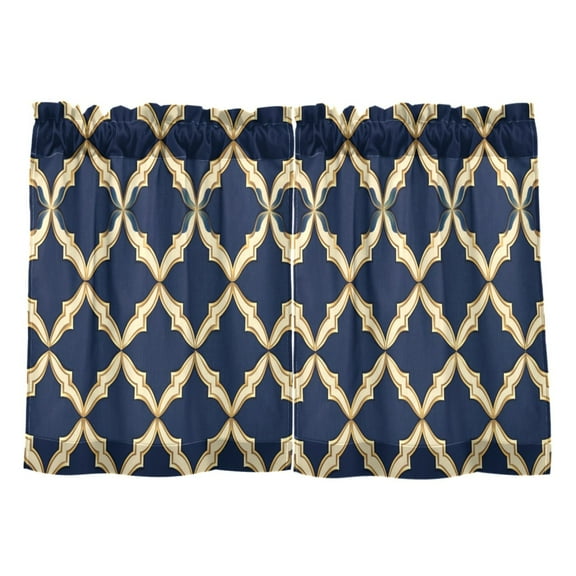 Moroccan Stripe Pattern Kitchen Curtains Tier Set 27x36 Inch 2 Panels Semi Sheer Light Filtering Privacy UV Protection
