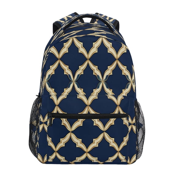 Moroccan Stripe Pattern Stylish Large Backpack 15L Self-Standing Durable Twill for School, Office and Travel Use