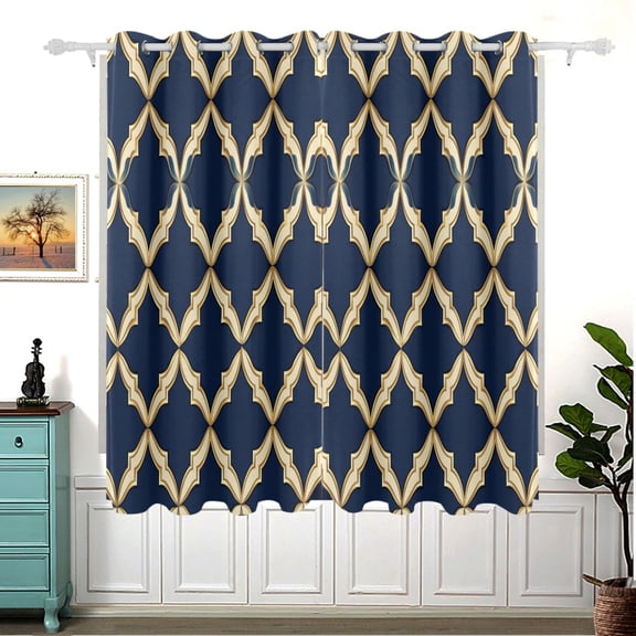 Moroccan Stripe Pattern Thermal Blackout Curtains 63x55 Inch 2 Panels Grommet Window Drapes for Bedroom Living Room