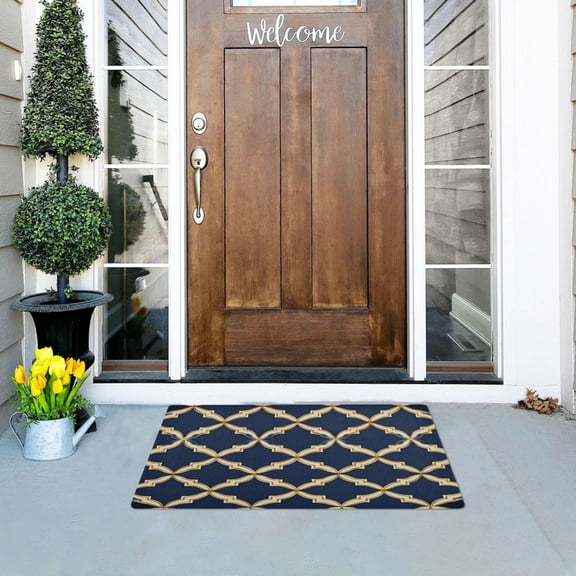 Moroccan Stripe Pattern Versatile Absorbent Door Mat, Non-Slip, Easy to Clean 32''x20''