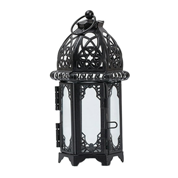 Moroccan Style Candle Lantern Vintage Candle Holder for Events, Parties and Weddings(Black)