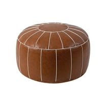 Moroccan Style Oil Wax Faux Leather Pouf Ottoman Unstuffed, High Quality Faux Leather Durable Stitching And Zipper Design, Multi-Functional Footstool Extra Seating Home Decor