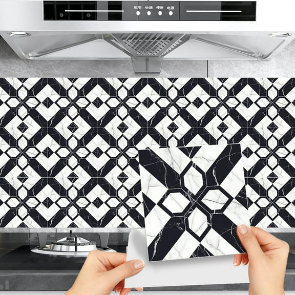 Moroccan Style Tile Sticker, 9PCS Traditional DIY Murals, Tile Waterproof Oil Proof Removable Decals for Bathroom & Kitchen Backsplash