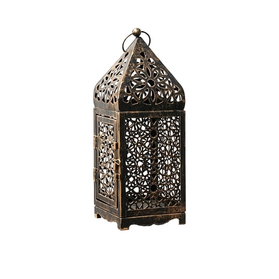 Moroccan Style Vintage Metal Candle Holder - Decorative Openwork Lantern for Home, Patio, and Wedding Decor - Elegant Design - Perfect for Ambient Lighting - 1 Piece Black