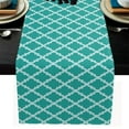 thumbnail image 1 of Moroccan Table Runner Cotton Linen Geometric Quatrefoil Lattice Dresser Scarves Kitchen Dining Farmhouse Tablerunner 13x72in, 1 of 6