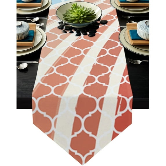 Moroccan Table Runner Dresser Scarves Blue Geometric Kitchen Table Runners for Dinner Holiday Parties Wedding Events Home Decor