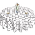 thumbnail image 1 of Moroccan Tablecloth Grey Quatrefoil Moroccan Table Cloth Round 60 Inch Washable Reused Plaid Table Cover for Holiday Party Dinner Dining Kitchen Table Decor, 1 of 6