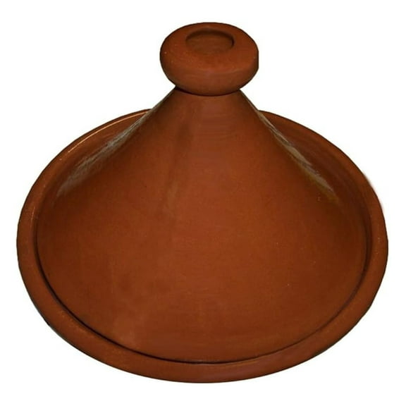 Moroccan Tagine 12 Inch Clay Pot - Handmade Traditional Cooking Pot - Brown Round Tagine for Stovetop & Oven - 100% Lead Free - Safe & Easy to Clean