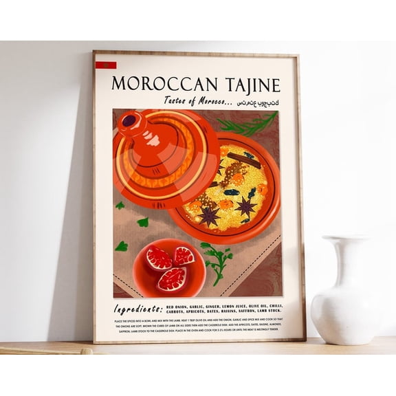 Moroccan Tagine Food Arabic Moroccan Cuisine Wall Art Print, Unframed Paper Poster 8x10in