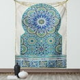 thumbnail image 1 of Moroccan Tapestry, Ceramic Tile Antique East Pattern Heritage Architecture Print, Wall Hanging for Bedroom Living Room Dorm Decor, 60W X 80L Inches, Blue Turquoise Pale Coffee, by Ambesonne, 1 of 5