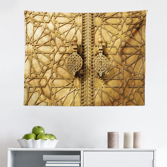 Moroccan Tapestry, Handcrafts Shot at The Market in Morocco Antiquity Tradition Old Touristic Places, Fabric Wall Hanging Decor for Bedroom Living Room Dorm, 2 Sizes, Multicolor, by Ambesonne