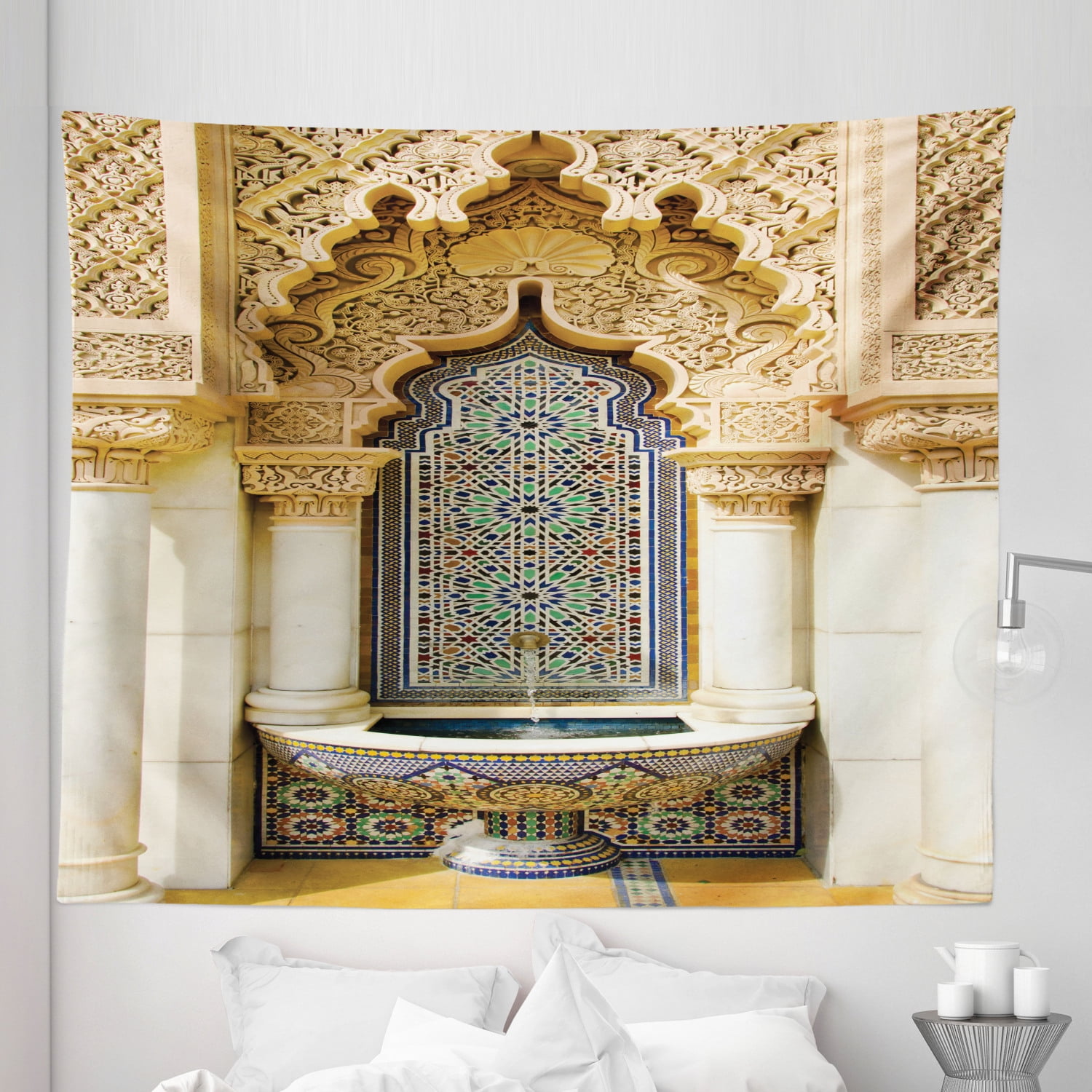Moroccan Tapestry, Vintage Building Design Art Historic Exterior