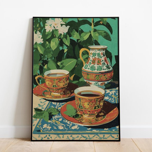 Moroccan Tea Still Life Poster Vibrant Orientalist Kitchen Decor , Poster Print Only