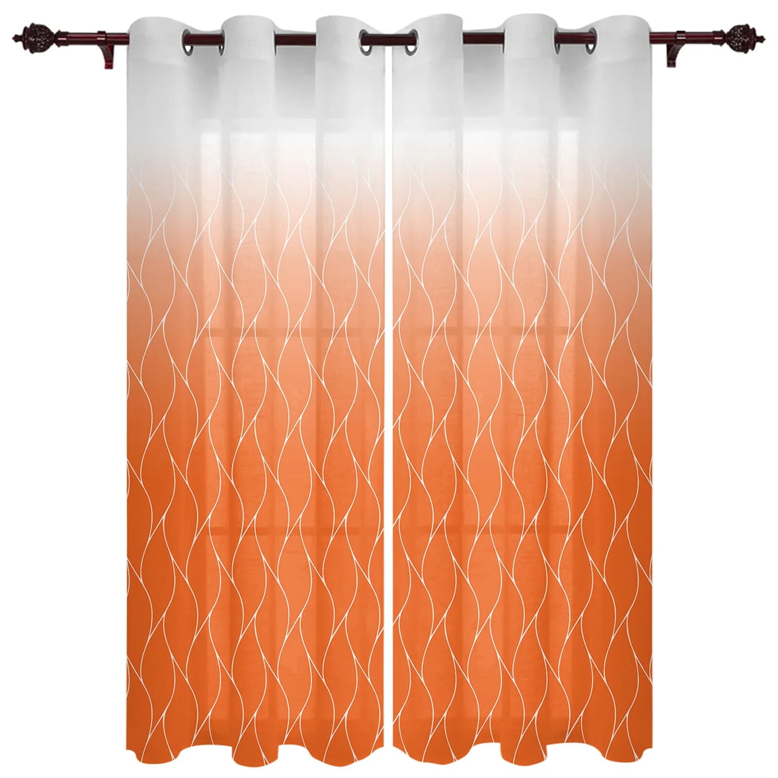 Moroccan Texture Orange Window Curtain Living Room Luxury Valance