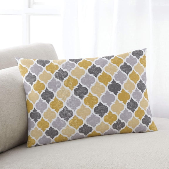 Moroccan Throw Pillow Covers, Vintage Moroccan Texture Yellow Grey Soft Breathable Pillow Cases with Invisible Zipper for Sleeping, Standard Pillowcases for Couch Bed Sofa Chair 20x26 Inches