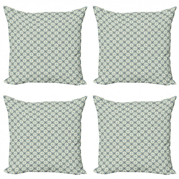 Moroccan Throw Pillow Cushion Case Pack of 4, Autumnal Colors Traditional Mediterranean Repetitive Print, Modern Accent Double-Sided Print, 4 Sizes, Champagne and Multicolor, by Ambesonne