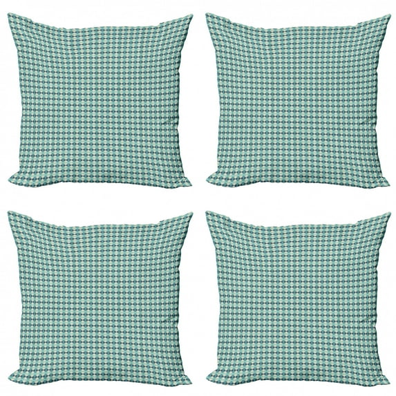 Moroccan Throw Pillow Cushion Case Pack of 4, Rhythmic Mosaic Tiles Inspired Pattern Oriental Ornaments, Modern Accent Double-Sided Print, 4 Sizes, Slate Blue Eggshell, by Ambesonne