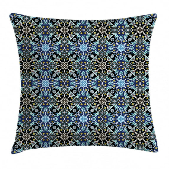 Moroccan Throw Pillow Cushion Cover, Bohemian Eastern Arabic Pattern with Interlacing Lines Historical Roman Influences, Decorative Square Accent Pillow Case, 16 X 16 Inches, Royal Blue, by Ambesonne