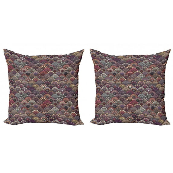 Ambesonne Moroccan Throw Pillow Cover 2 Pack, Retro Ornate Mandala, 20", Multicolor