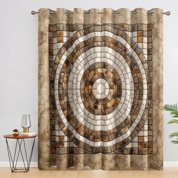 Moroccan Tile Blackout Curtains, Marble Brick Boho Plaid Curtains for Bedroom Living Room Kitchen Window, Moroccan Tile Home Decor Drapes 42"W x 63"L