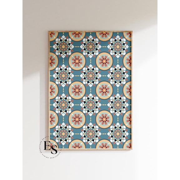 Moroccan Tile, Spanish Tile, Moroccan Wall Art, Tile Art, Wall Art Mosaic Tile, Pattern Wall Art, Wall Art, Modern Wall Decor, 8x12 UNFRAMED