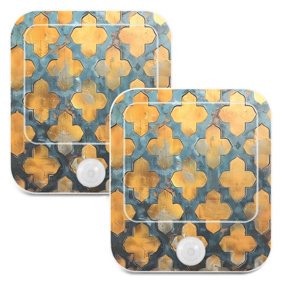 Moroccan Trellis 2 Pack LED Motion Sensor Night Light Plug into Wall Auto Dusk to Dawn Adjustable Brightness for Kids Bedroom Hallway Nursery Room