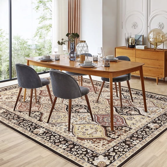 Moroccan Trellis Area Rug for Living Room, Washable Ultra-thin Soft Rugs 5x7 for Bedroom, Large Non-slip Non Shedding Carpet for Dining Room Office, 5*7/8*10/9*12 ft
