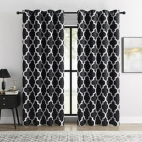 Moroccan Trellis Black And White 100% Blackout Curtains For Bedroom – Thermal Insulated, Noise Reducing, Grommet Top 53"W x 63"L (Pack of 2)