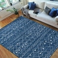 thumbnail image 1 of Moroccan Trellis/Diamond Pattern Area Rug- Blue/White, 1 of 7