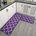 thumbnail image 1 of Moroccan Trellis Kitchen Mats Set 2 Pieces Super Waterproof Non-Slip Soft Kitchen Rugs Machine Washable Kitchen Floor Mat for Kitchen,Floor, Bathroom, Sink, Laundry,17x24/17x48,Purple, 1 of 5
