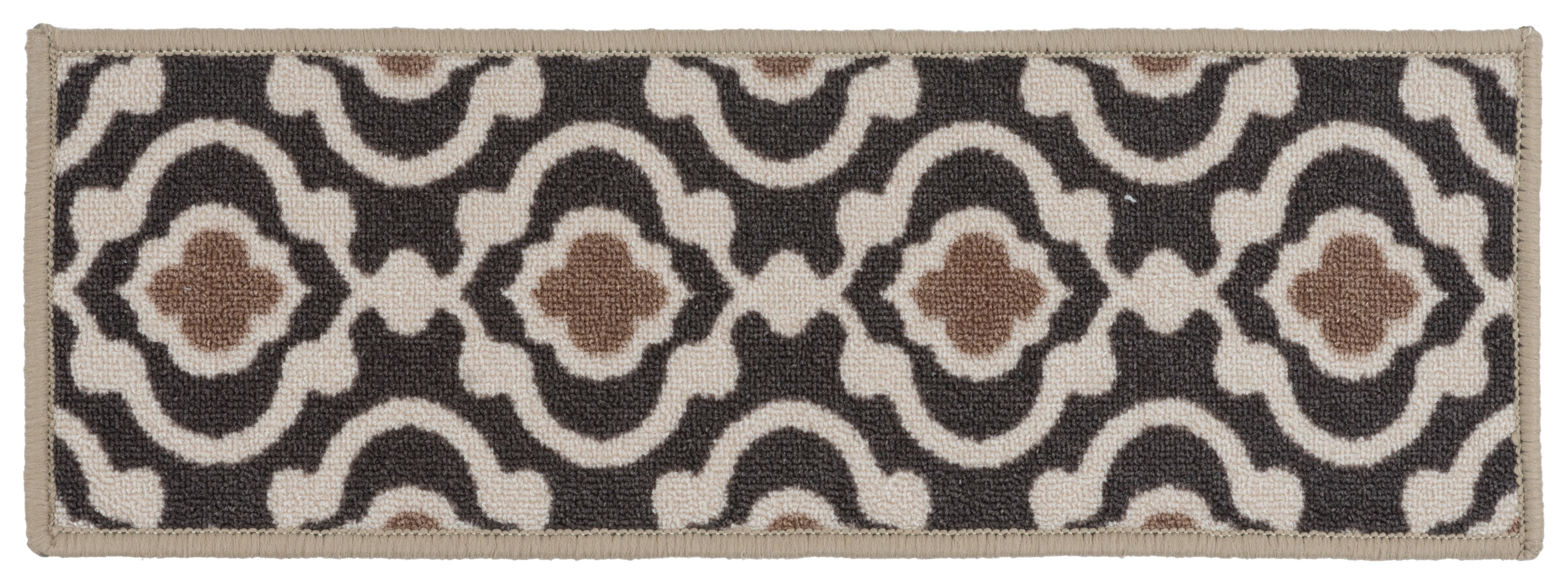 Gray and Beige Moroccan Trellis Non-Slip Stair Treads Set of 13