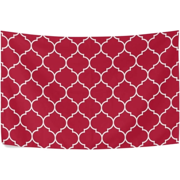 Moroccan Trellis Red Tapestry Wall Hanging Tapestries Happy Colorful Hippie Psychedelic Art Polyester Carpet Wall Decorative for Living Room Bedroom 60x51inch