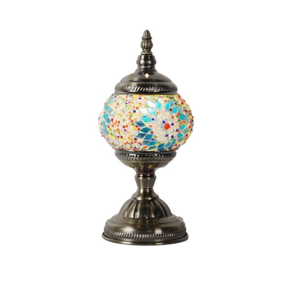Moroccan Turkish Lamp  Colorfull Mosaic Glass Bedside & Desk Light, Handcrafted Vintage Home Decor with E12 Socket