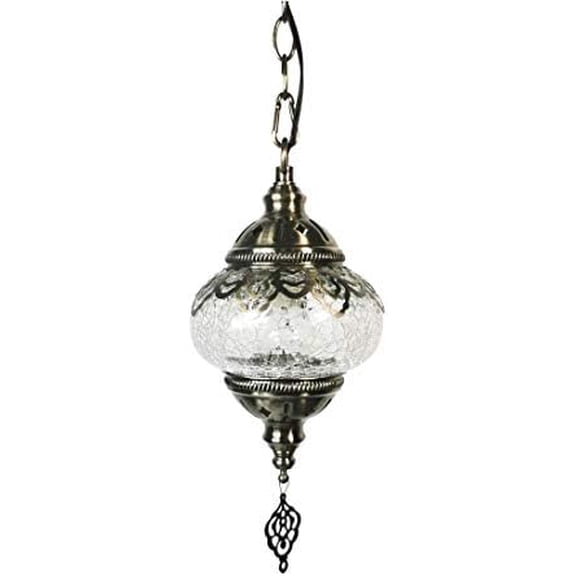 Moroccan Turkish Pendant Lamp 5-Inch Iron Hanging Lights Vintage White Mosaic Glass Shade Pendant Lights for Hallway Bedroom Balcony Cafe, E14$$Tools & Hardware Other