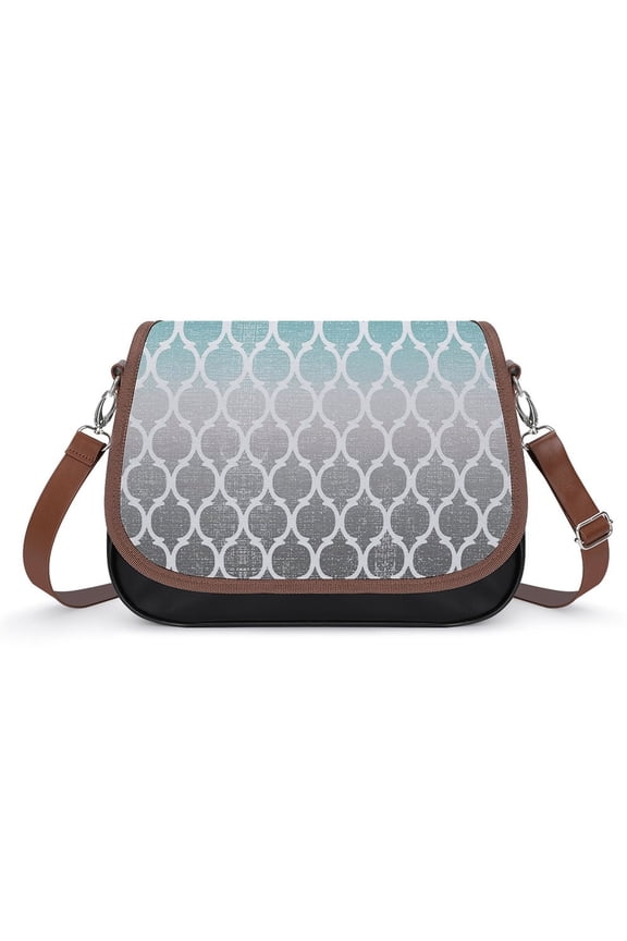 Moroccan Turquoise Gray Ombre Vintage Crossbody Bag for Women Medium Leather Hobo Bags Shoulder Bag Classic City Leather Satchels