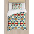 thumbnail image 1 of Moroccan Twin Size Duvet Cover Set, Nostalgic Eastern Art Motifs with Floral Ornaments with Baroque Inspiration Ethnic, Decorative 2 Piece Bedding Set with 1 Pillow Sham, Multicolor, by Ambesonne, 1 of 3