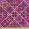 thumbnail image 1 of Ambesonne Moroccan Fabric by the Yard Upholstery, Checkered Pink, 1 Yard, Magenta Purple Marigold, 1 of 5