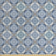 thumbnail image 1 of Moroccan Upholstery Fabric by the Yard, Azulejo Ceramic Pattern with Rectangle Shapes with Diagonal Square Design, Decorative Fabric for DIY and Home Accents, Blue Cream Marigold by Ambesonne, 1 of 4