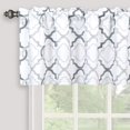 thumbnail image 1 of Moroccan Valance for Windows of Kitchen Living Room Bedroom, Geometric Quatrefoil Trellis Printed Rod Pocket Short Valance Window Curtains, 52" X 18", Gray, 1 of 1