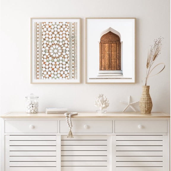 Moroccan Wall Art Moroccan Door Marrakech Mosaic Photo Boho Set 2 Stretched Canvas 16x24