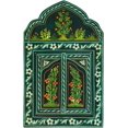thumbnail image 1 of Moroccan Wall Mirror with Doors Hand Painted Arabesque Handmade Small Green, 1 of 3