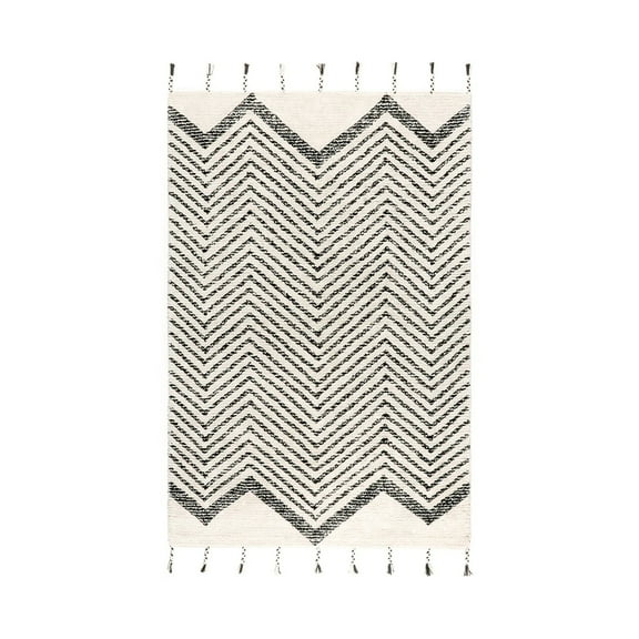 Moroccan Washable Cotton Bath Rug Black, Hunter