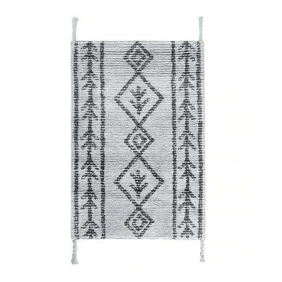 Moroccan Washable Cotton Bath Rug Grey, Foraker