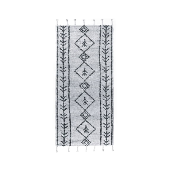 Moroccan Washable Cotton Bath Rug Grey, Foraker