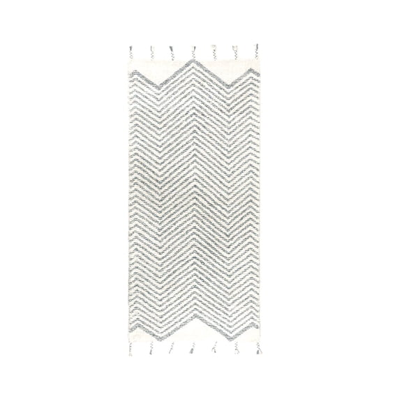 Moroccan Washable Cotton Bath Rug Grey, Hunter