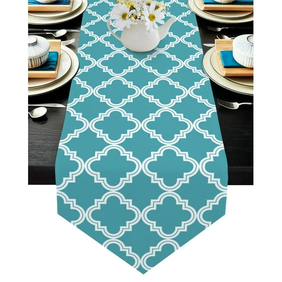Moroccan White Black Table Runners Home Decorations for Family Dinner Outdoor Indoor Parties Thanksgiving Christmas Gathering