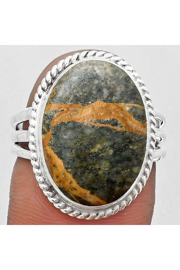 Moroccan Yellow Jacket Jasper 925 Sterling Silver Ring s.7.5 Jewelry R-1010 SDR184287