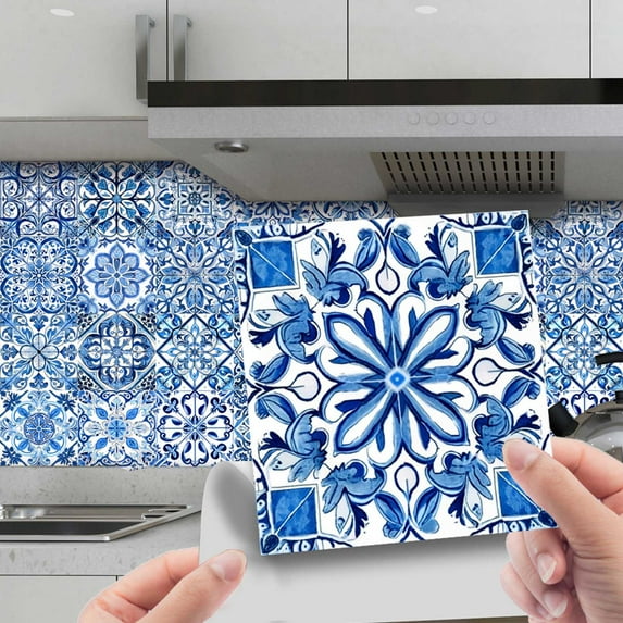 Moroccan style wallpaper wall decoration covered with bright film tile,Self Adhesive Removable Waterproof Peel and Stick Wallpaper for Kitchen Backsplash Shelves Drawers Floor Decor